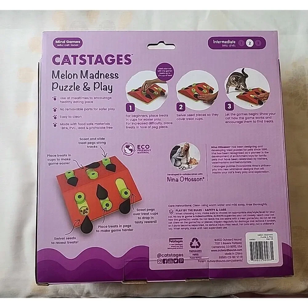 Catstages Melon Madness Puzzle Play Interactive Food Puzzle 12 Treat Cups